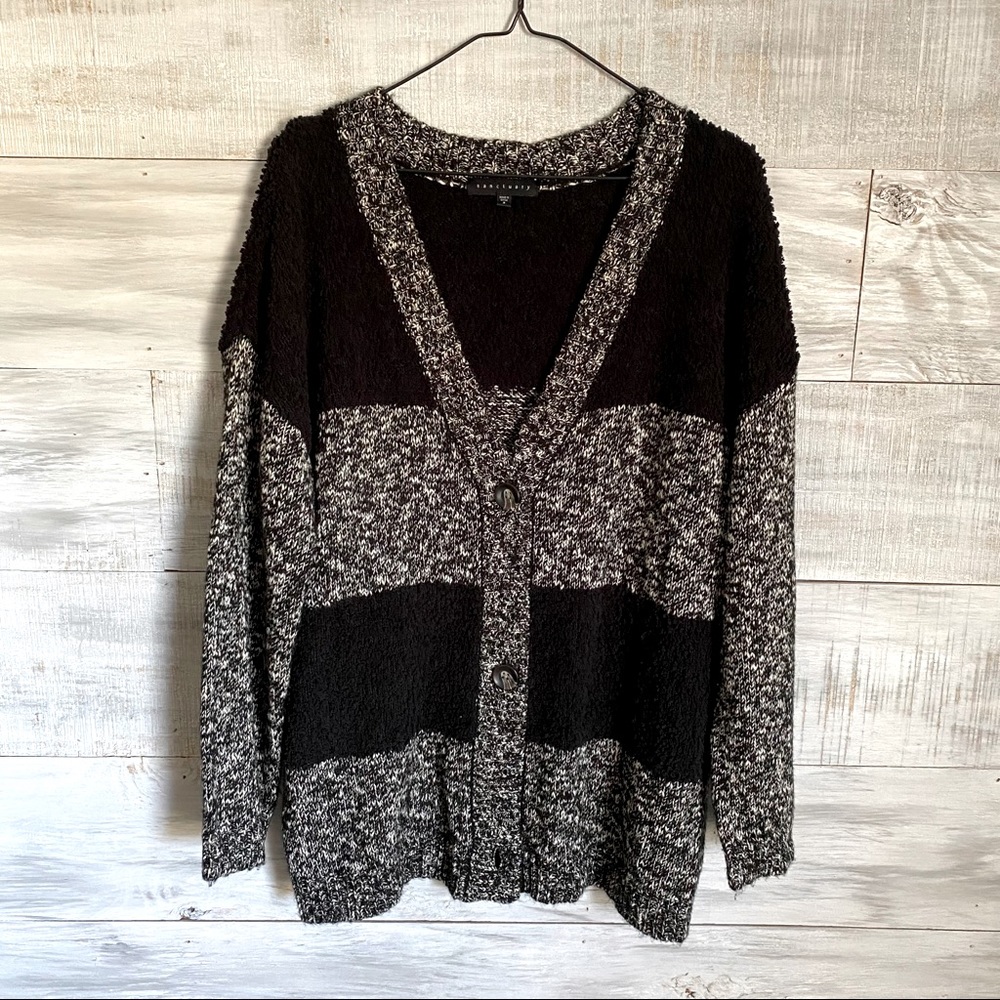 Sanctuary Oversized Gray & Black Cardigan